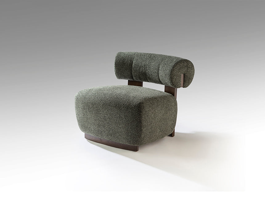 Sillón butaca Schuller Naomi nogal y verde jaspeada y madera 76x69cm 718820