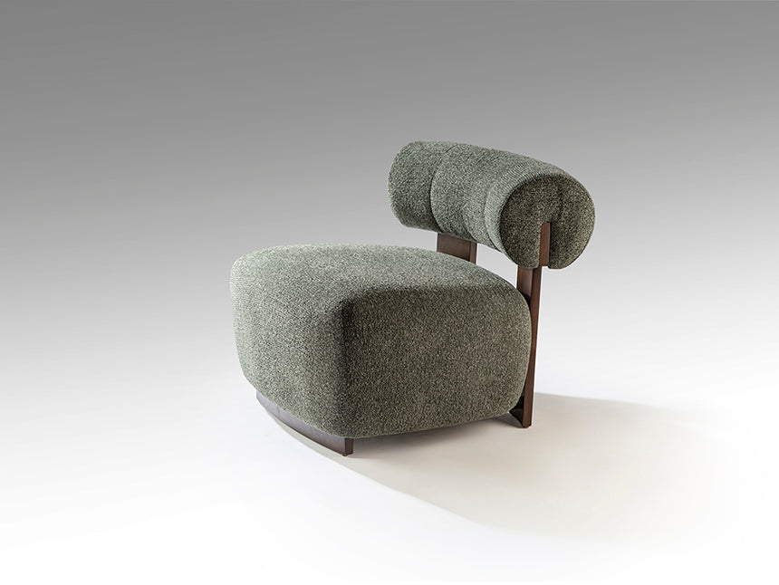 Sillón butaca Schuller Naomi nogal y verde jaspeada y madera 76x69cm 718820