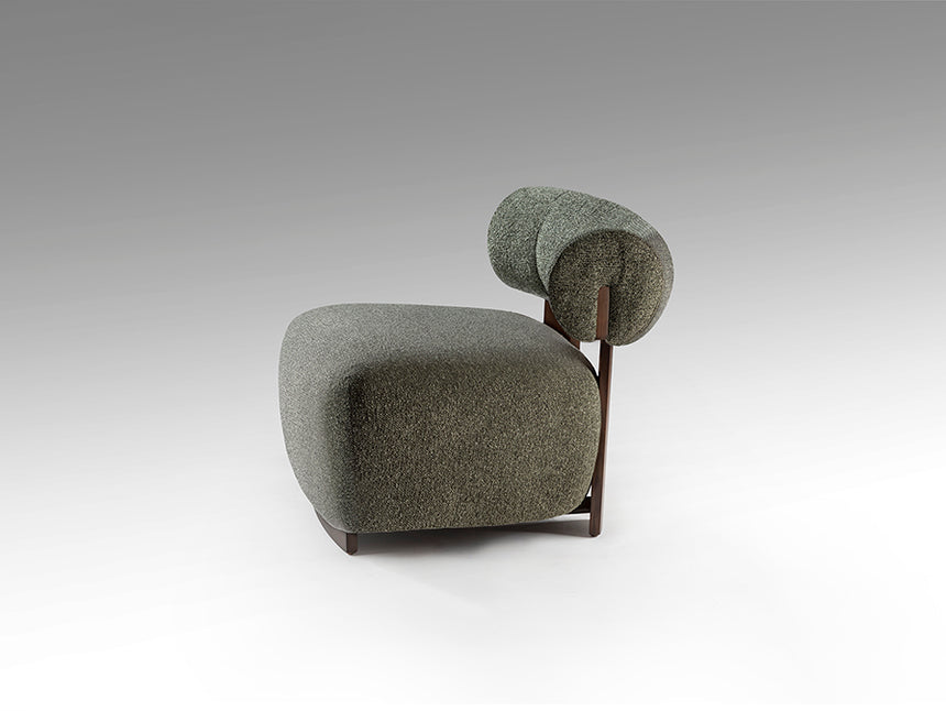 Sillón butaca Schuller Naomi nogal y verde jaspeada y madera 76x69cm 718820