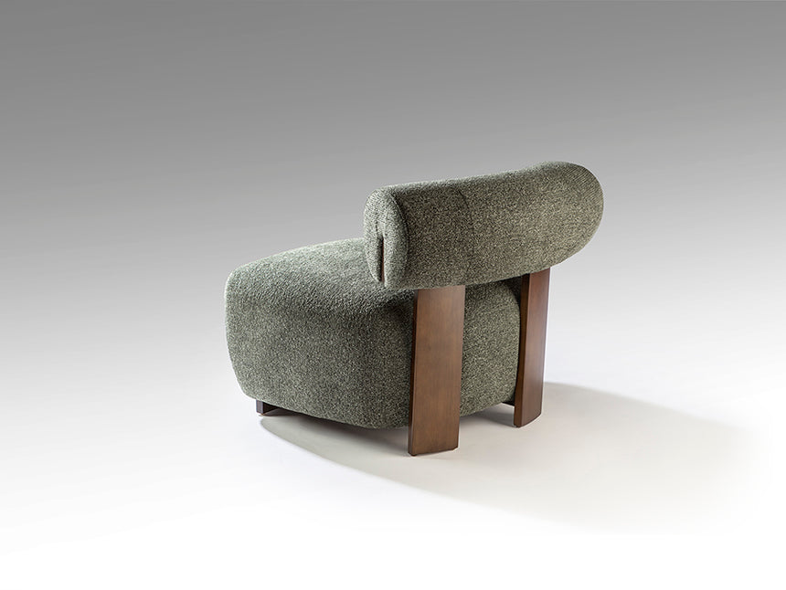 Sillón butaca Schuller Naomi nogal y verde jaspeada y madera 76x69cm 718820