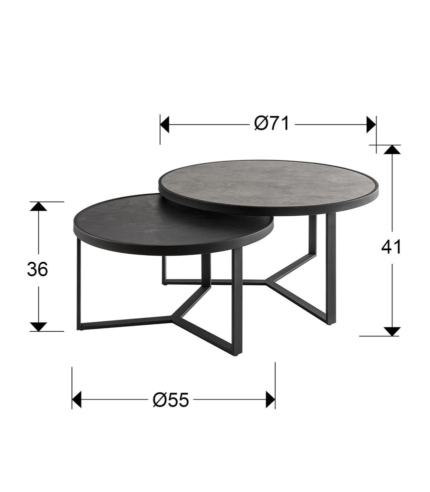 Mesas de centro Schuller Naira negro y gris 41cm dimensiones