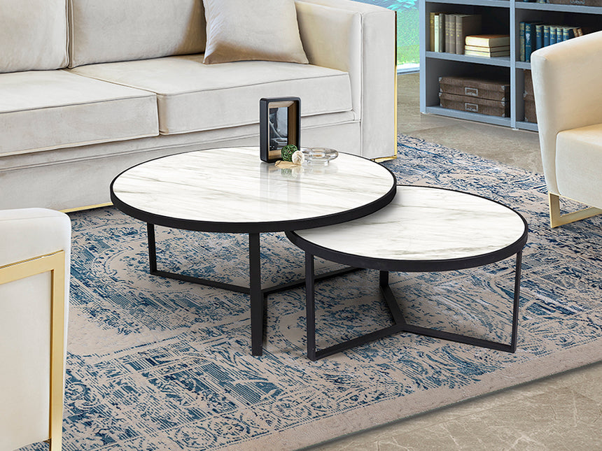 Schuller Naira Set Mesas T mármol blanco 719225