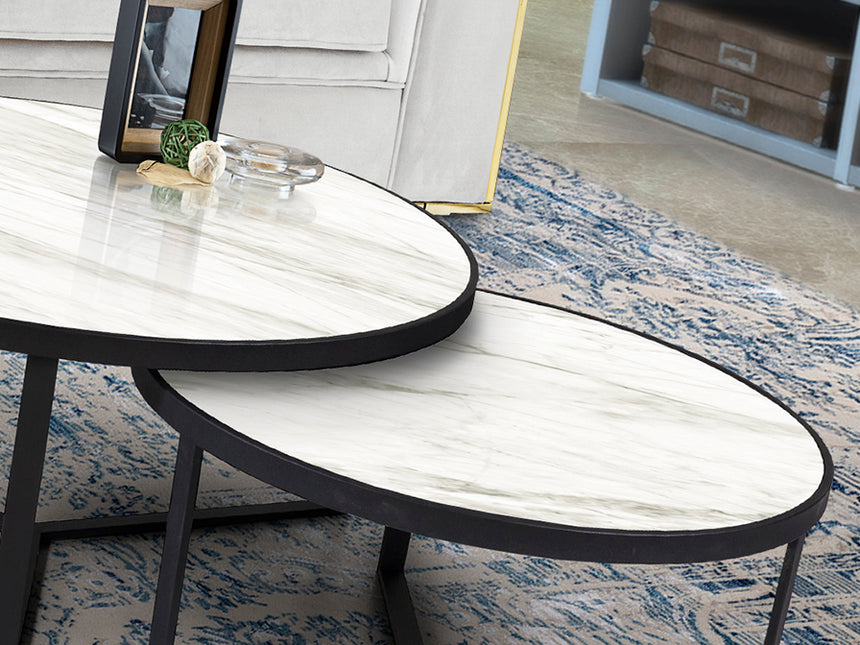 Schuller Naira Set Mesas T mármol blanco 719225