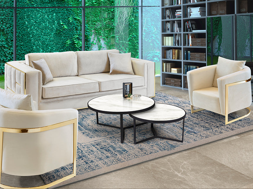 Schuller Naira Set Mesas T mármol blanco 719225