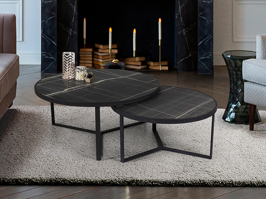 Schuller Naira Set Mesas T mármol negro 719232