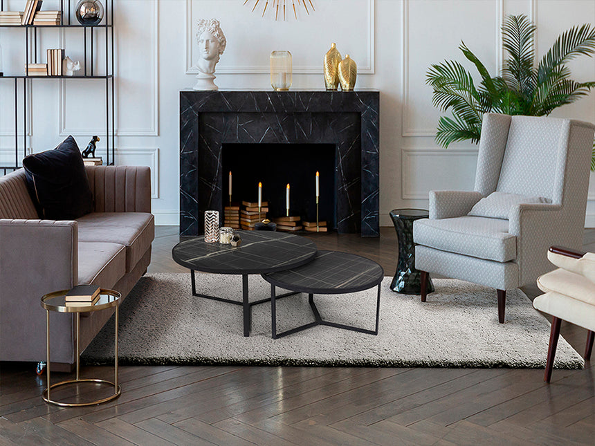 Schuller Naira Set Mesas T mármol negro 719232