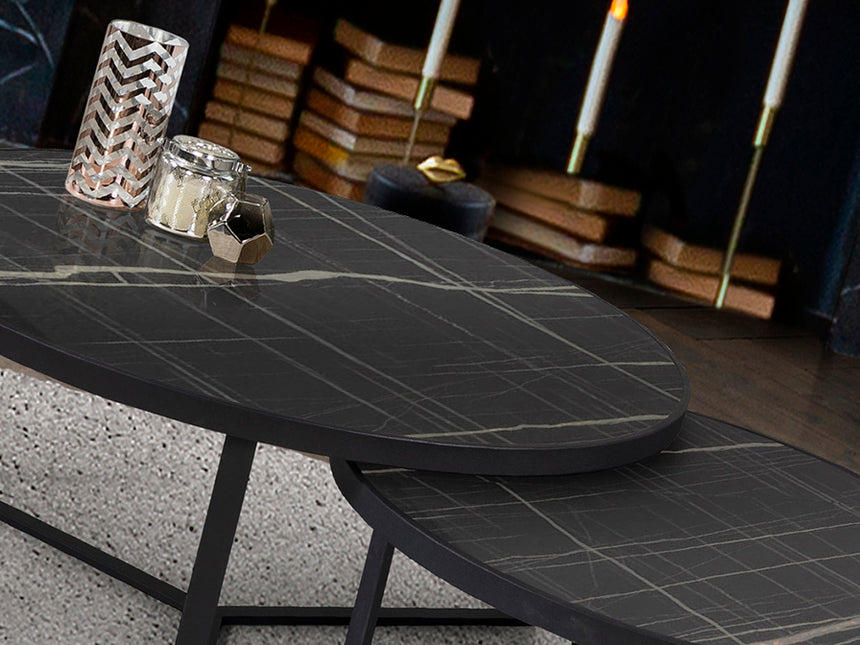 Schuller Naira Set Mesas T mármol negro 719232