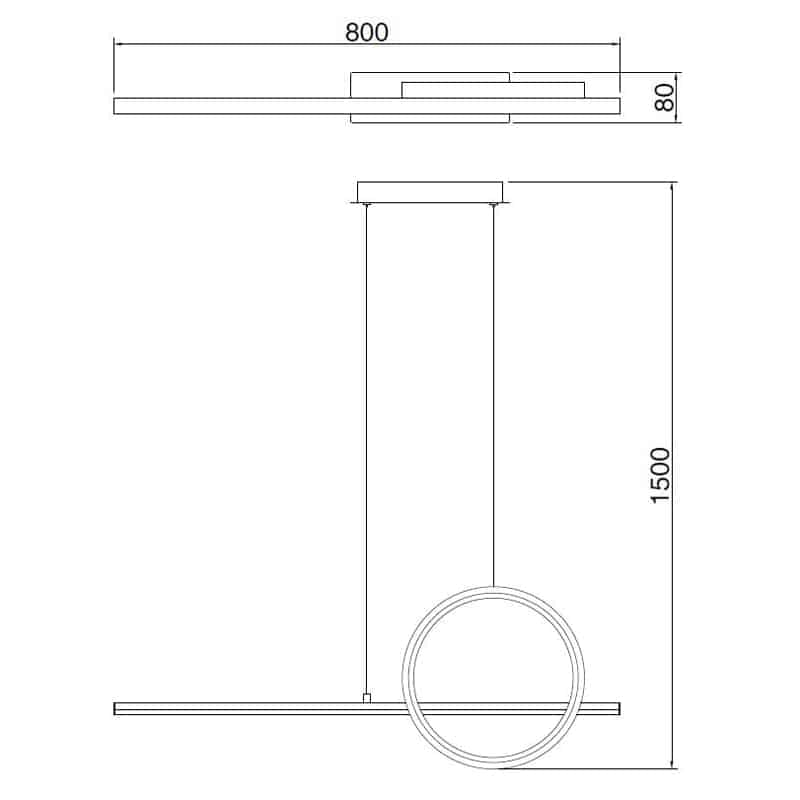 Plano de medidas - Mantra Kitesurf Blanco Lámpara de techo colgante LED blanco 7192