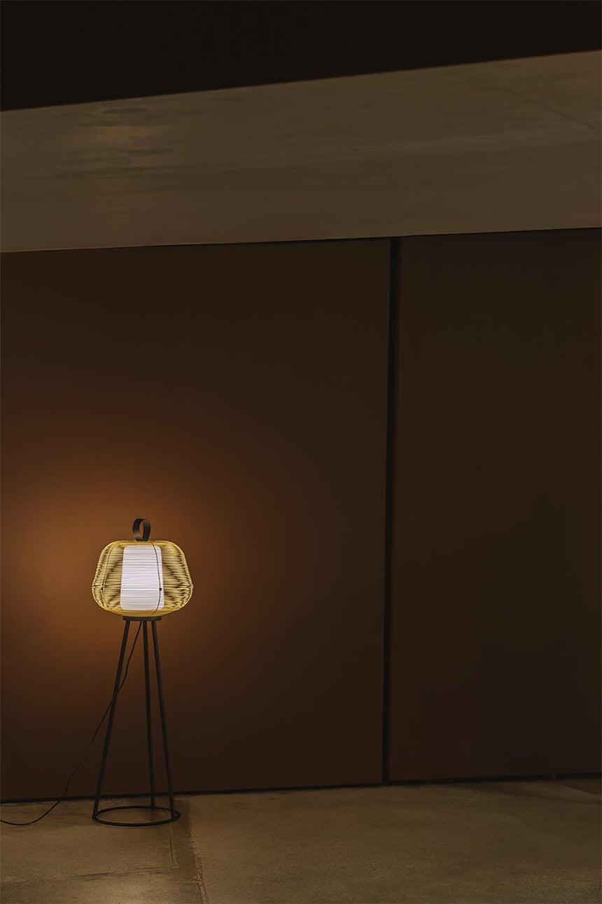 Lámpara de pie de exterior Faro Nara E27 LED beige IP65 opal 72103-155