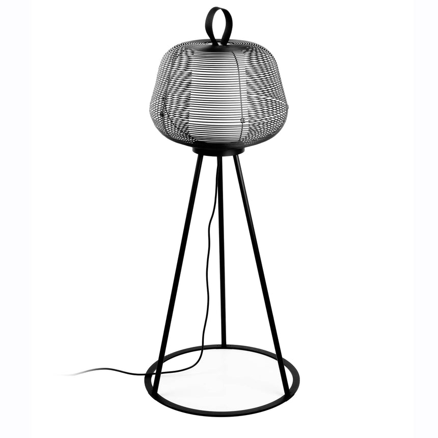 Lámpara de pie de exterior Faro Nara E27 LED negro mate IP65 opal 72103-156