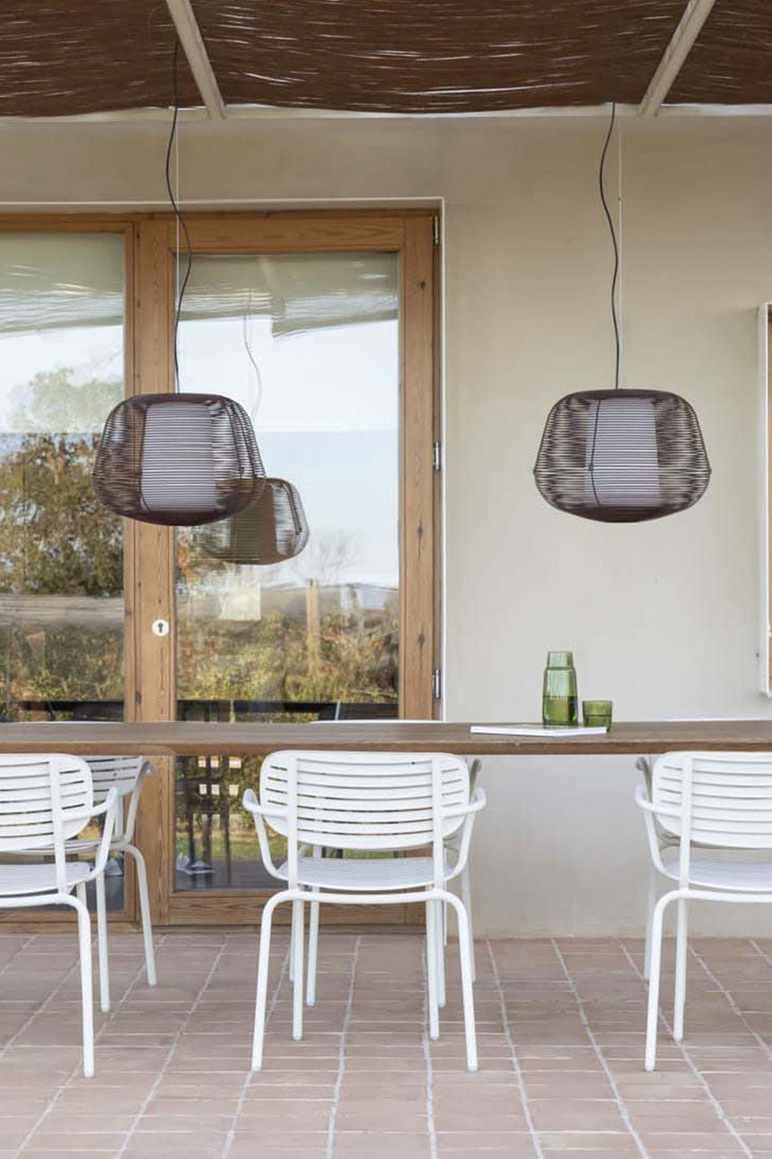 Lámpara colgante de exterior Faro Nara 35cm E27 LED marrón oxido IP65 opal 72104-157 - vista alternativa