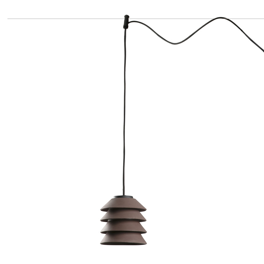 Lámpara colgante de exterior Faro Toba 24cm E27 LED marrón IP65 opal sistema 72127-165