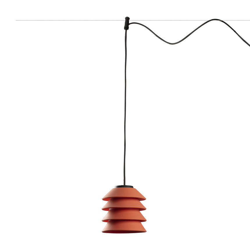 Lámpara colgante de exterior Faro Toba 24cm E27 LED naranja IP65 opal sistema 72127-166