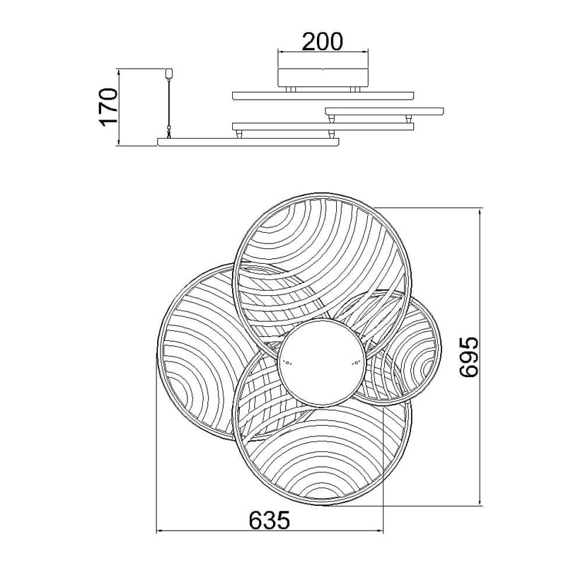 Mantra Collage Plafón LED negro 7230