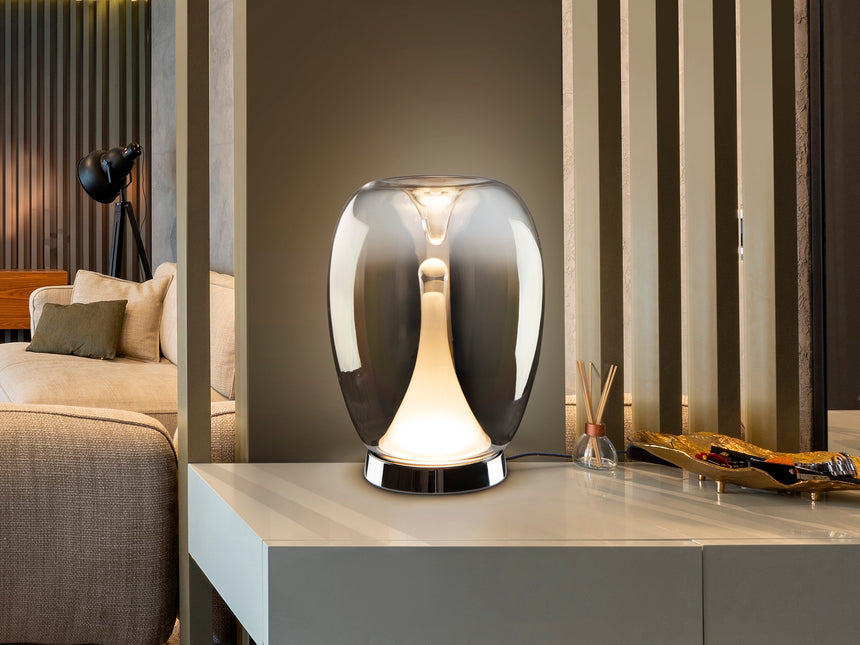 Lámpara de sobremesa Schuller Suspiro LED cromo y smoke degradado cristal soplado 3000K 724319