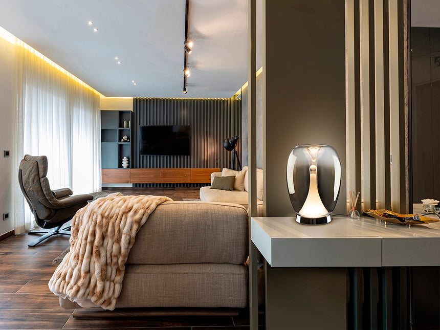 Lámpara de sobremesa Schuller Suspiro LED cromo y smoke degradado cristal soplado 3000K 724319 - vista alternativa