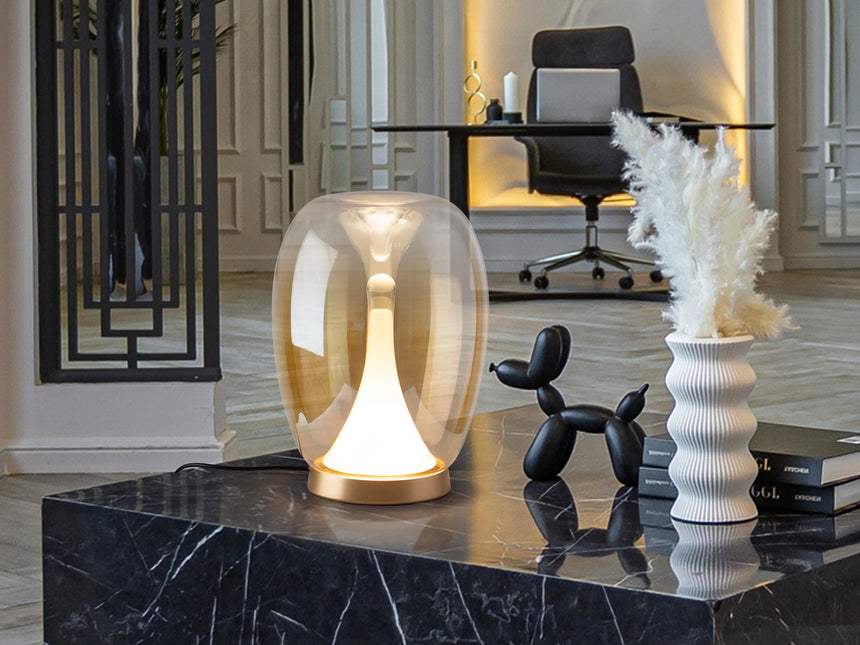 Lámpara de sobremesa Schuller Suspiro LED oro y ambar degradado cristal soplado 3000K 724326