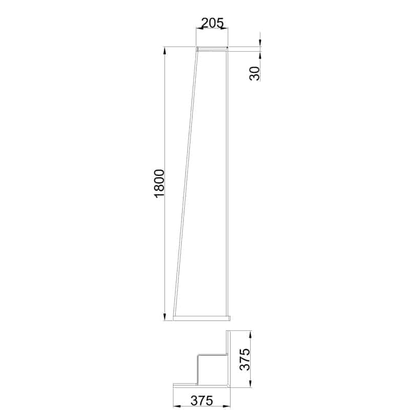Plano de medidas - Mantra Minimal Lámpara pie de salón LED regulable 3000K 180cm blanco 7282