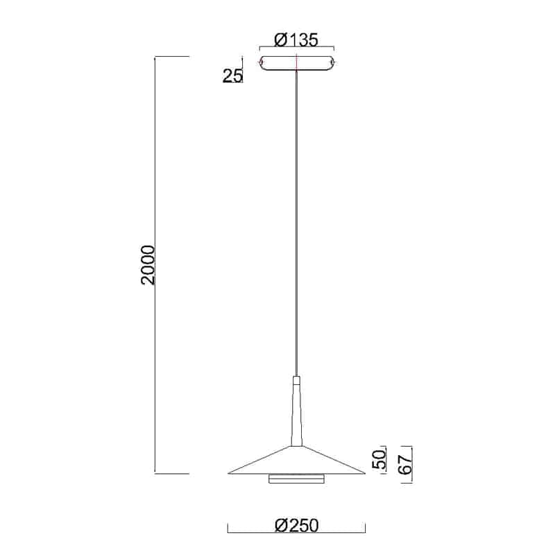 Plano de medidas - Mantra Orion Lámpara de techo colgante LED 8W 3000K negro, dorado 7305