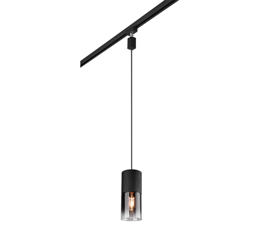 Lámpara de techo colgante Trio Duoline vidrio negro mate 180cm 73060132
