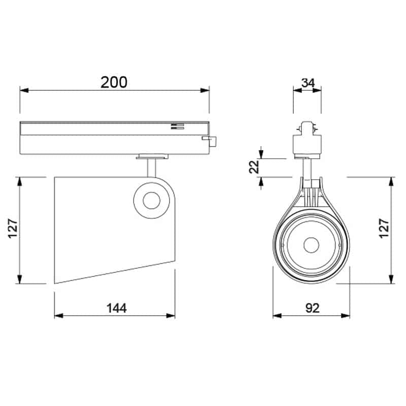Plano de medidas - Mantra Ipsilon Foco Superficie LED 35W 3000K blanco 7315