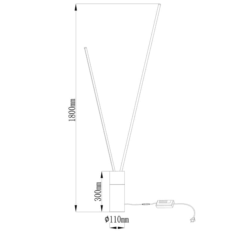 Plano de medidas - Mantra Vertical Lámpara pie de salón LED 3000K regulable negro 7346