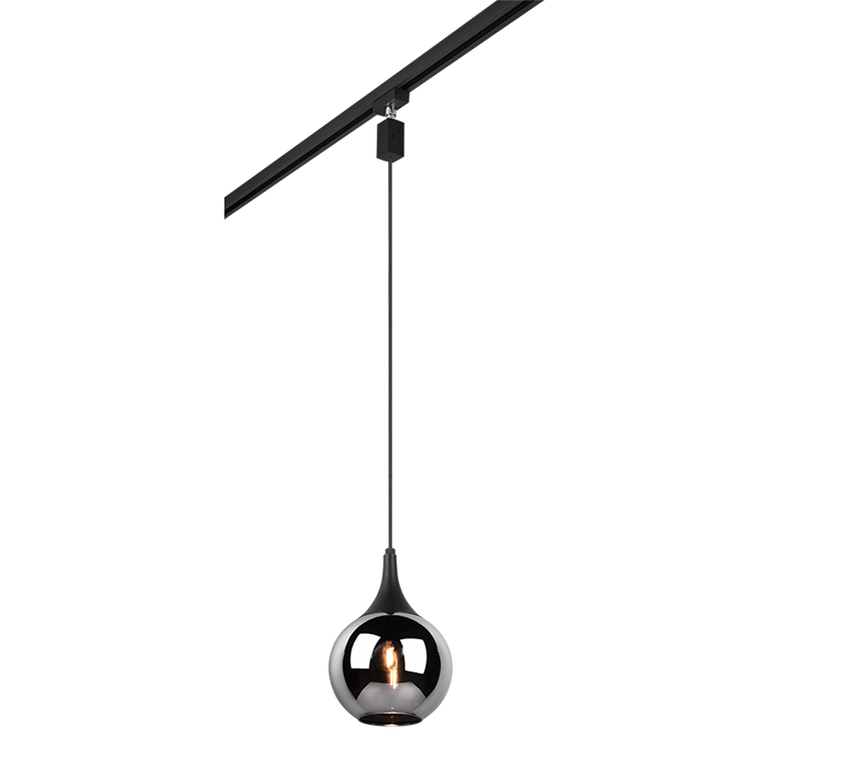 Lámpara de techo colgante Trio Duoline vidrio negro mate 180cm 73700132
