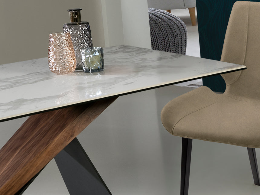 Mesa de comedor Schuller Noa negro y nogal madera 180x7 - vista 4