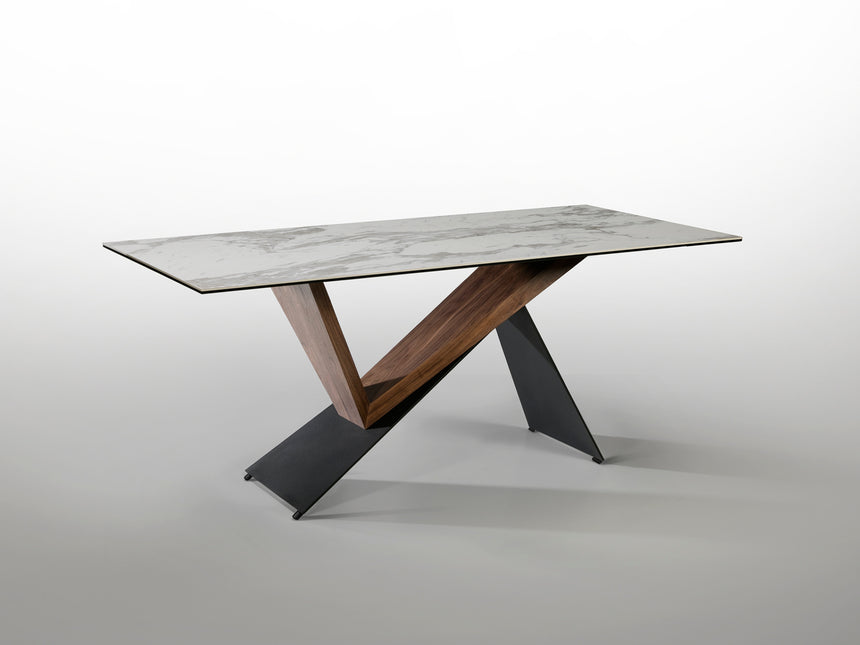 Mesa de comedor Schuller Noa negro y nogal madera 180x7 - vista 5