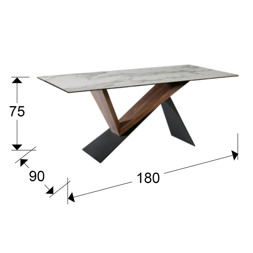 Medidas y dimensiones - Mesa de comedor Schuller Noa negro y nogal madera 180x75cm 742350