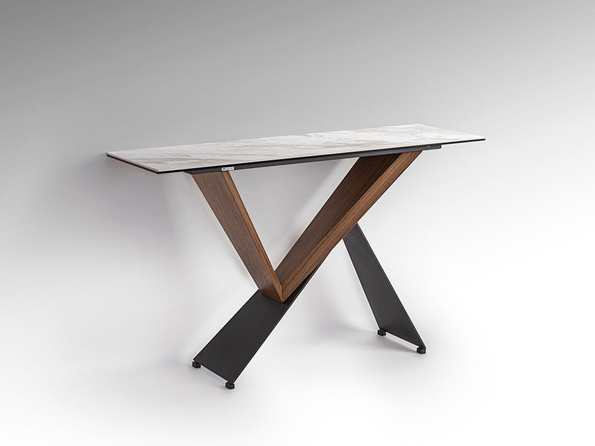 Consola Schuller Noa negro y nogal madera 130x78cm 742481 - imagen 5