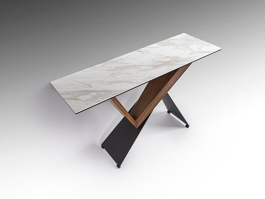 Consola Schuller Noa negro y nogal madera 130x78cm 742481 - imagen 6
