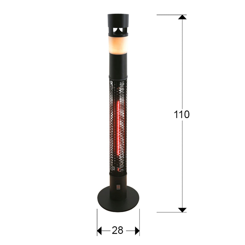 Medidas y dimensiones - Estufa de terraza eléctrica Schuller Heat Sound LED negro 3000K con mando exterior IP55 748719