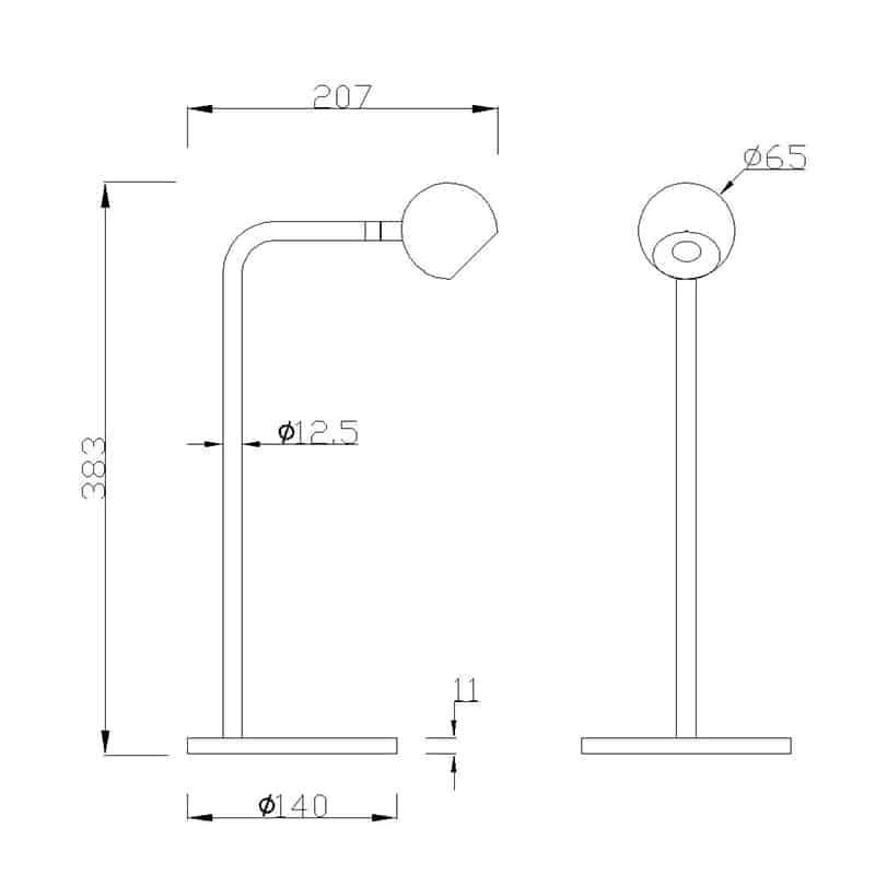 Plano de medidas - Mantra Eyes Sobremesa LED negro 7510