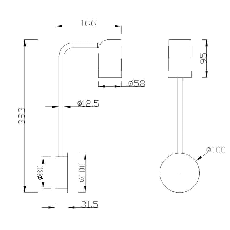 Mantra Salt Black Black Wall Lamp 7518