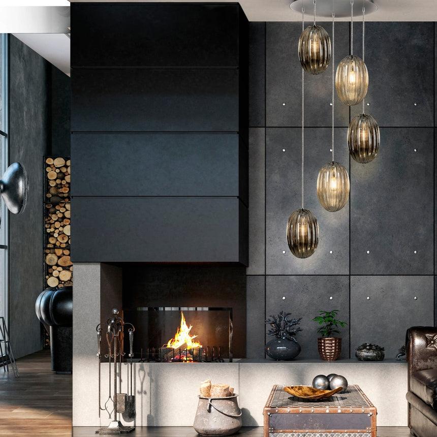 Schuller Ovila Lámpara de techo colgante 5 luces smoke coñac 752268