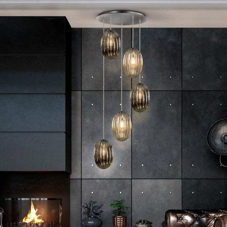 Schuller Ovila Lámpara de techo colgante 5 luces smoke coñac 752268