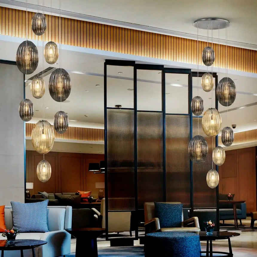 Schuller Ovila Lámpara de techo colgante 9 luces smoke y coñac dimable 752367D