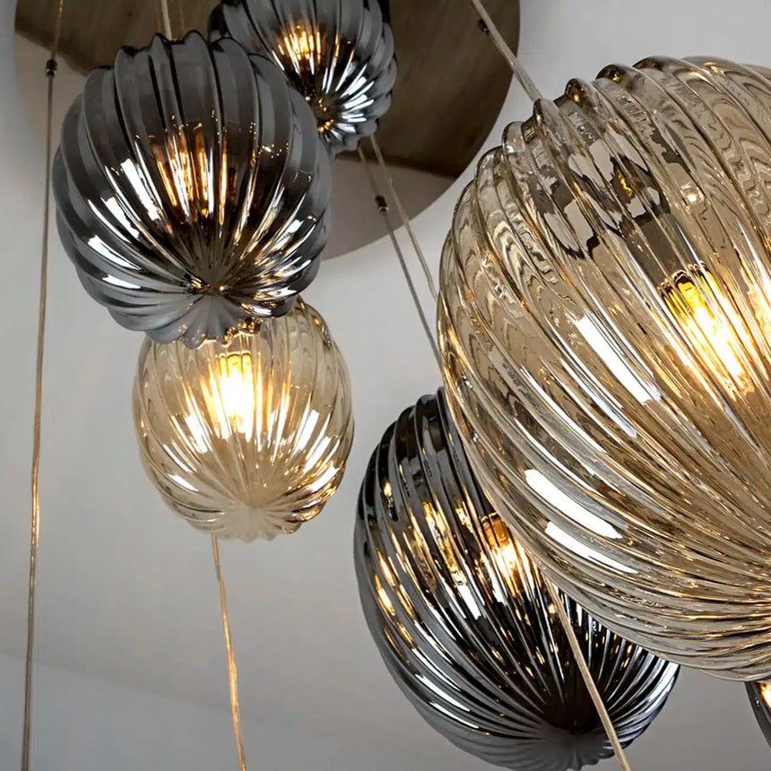 Schuller Ovila Lámpara de techo colgante 9 luces smoke y coñac dimable 752367D