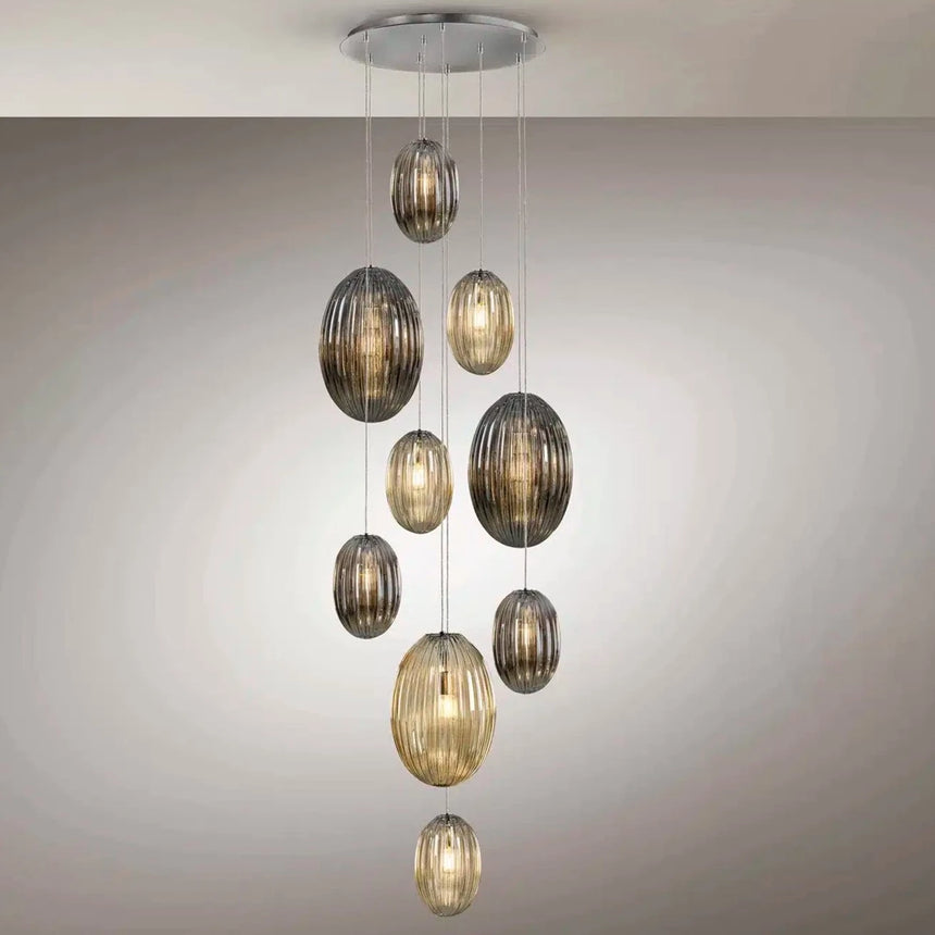 Schuller Ovila Lámpara de techo colgante 9 luces smoke y coñac dimable 752367D