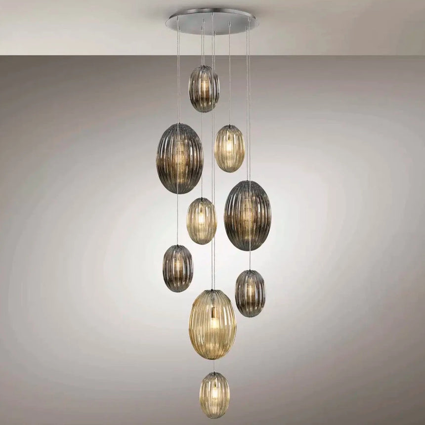 Schuller Ovila Lámpara de techo colgante 9 luces smoke y coñac 752367