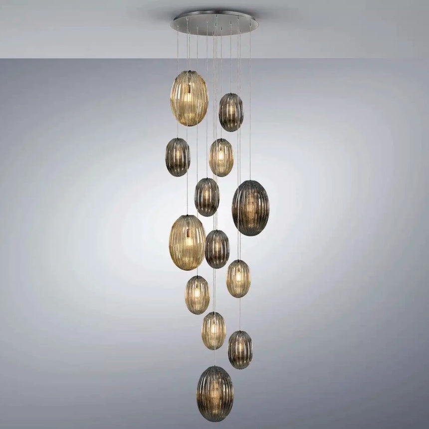 Schuller Ovila Lámpara de techo colgante 13 luces smoke y coñac dimable 752459D