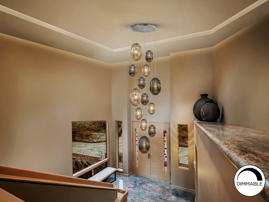 Schuller Ovila Lámpara grande 5m altura 13 luces smoke coñac 5m altura 752459G