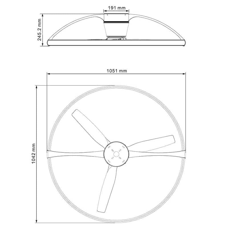Plano de medidas - Mantra Nepal Plafón LED Ventilador negro 7531