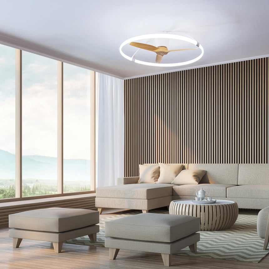 Mantra Nepal LED Ceiling Fan White and Wood 7532