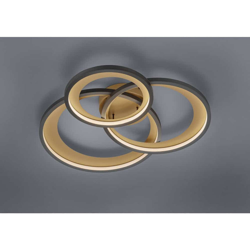 Trio Granada Plafón LED de metal estera negra 673810332