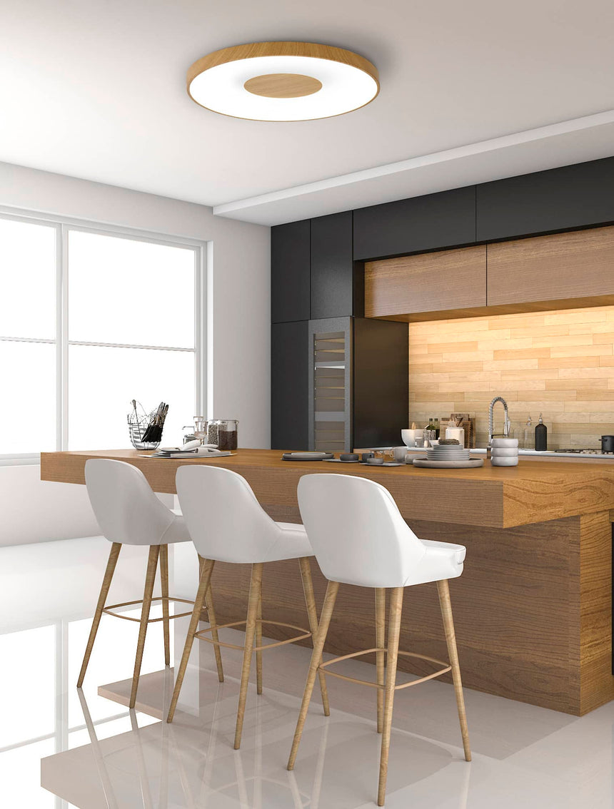 Mantra Coin LED Ceiling Light 100W 2700K-5000K Remote Control Wood, Beige, Brown 7562