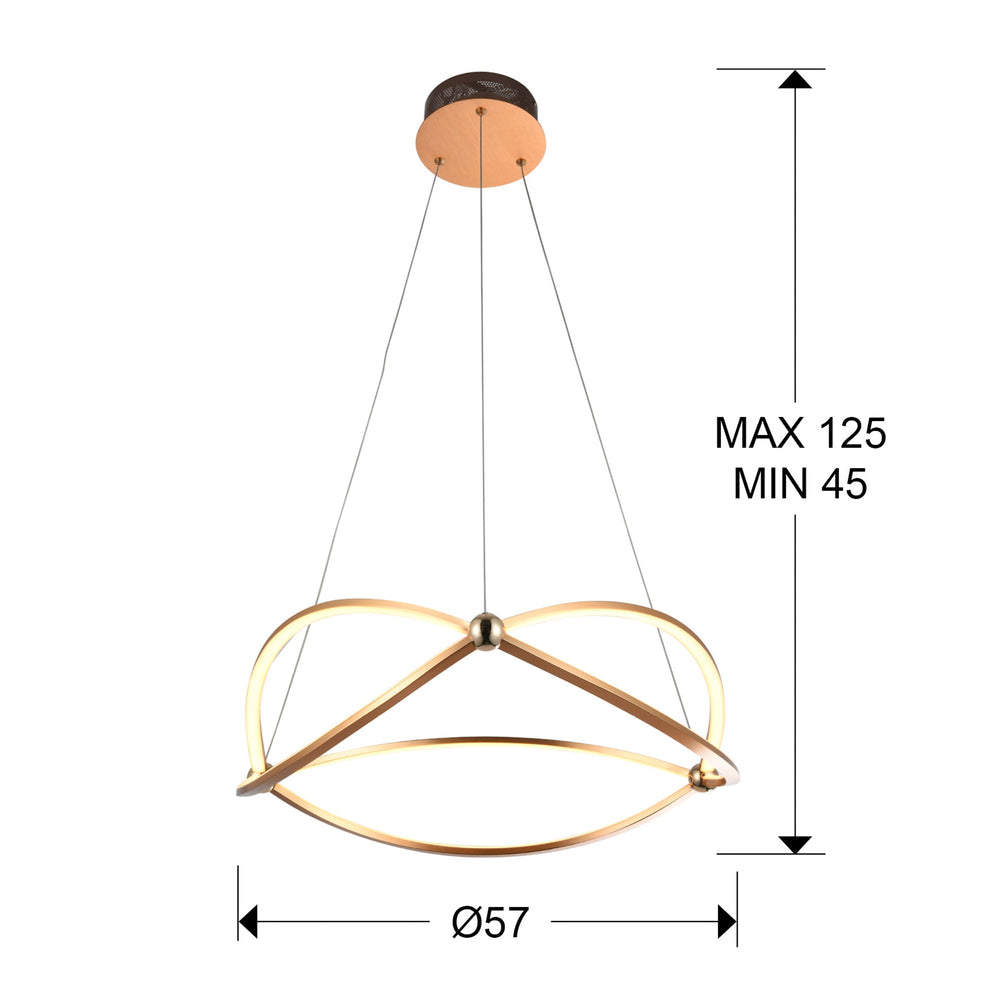 Schuller Ocellis LED Pendant Light 60W Rose Gold 757232