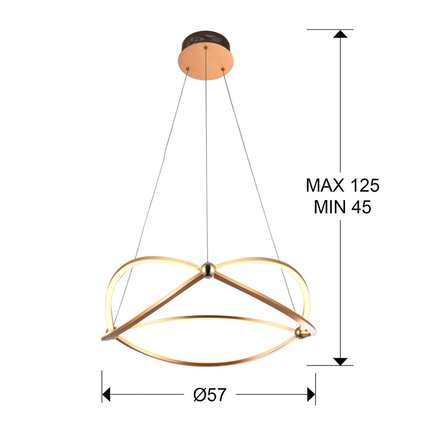 Schuller Ocellis LED Pendant Light 60W Rose Gold 757232