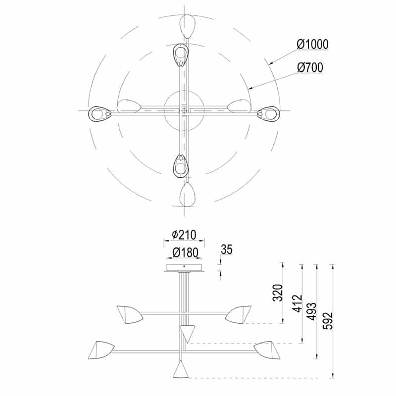Mantra Capuccina Lámpara de techo colgante LED negro 7578
